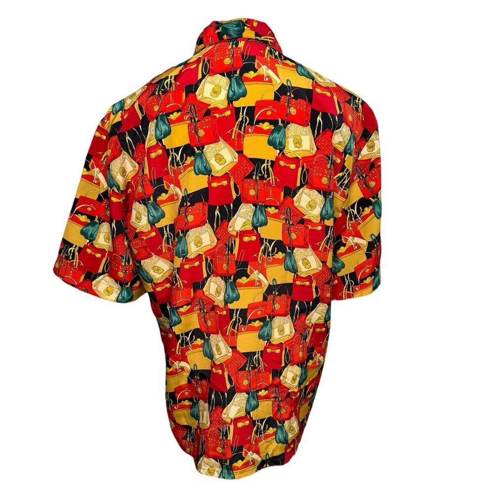 Vintage Nicola Handbag Purse Print Novelty Blouse 90s Button Front size medium M - Picture 6 of 10
